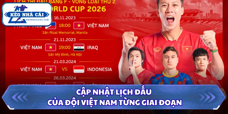 Cập nhật lịch đấu của đội Việt Nam từng giai đoạn